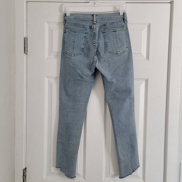 Rag & Bone High-Rise Step Hem Frayed Skinny Cropped Jeans Light Wash Size 29 - Picture 4 of 8
